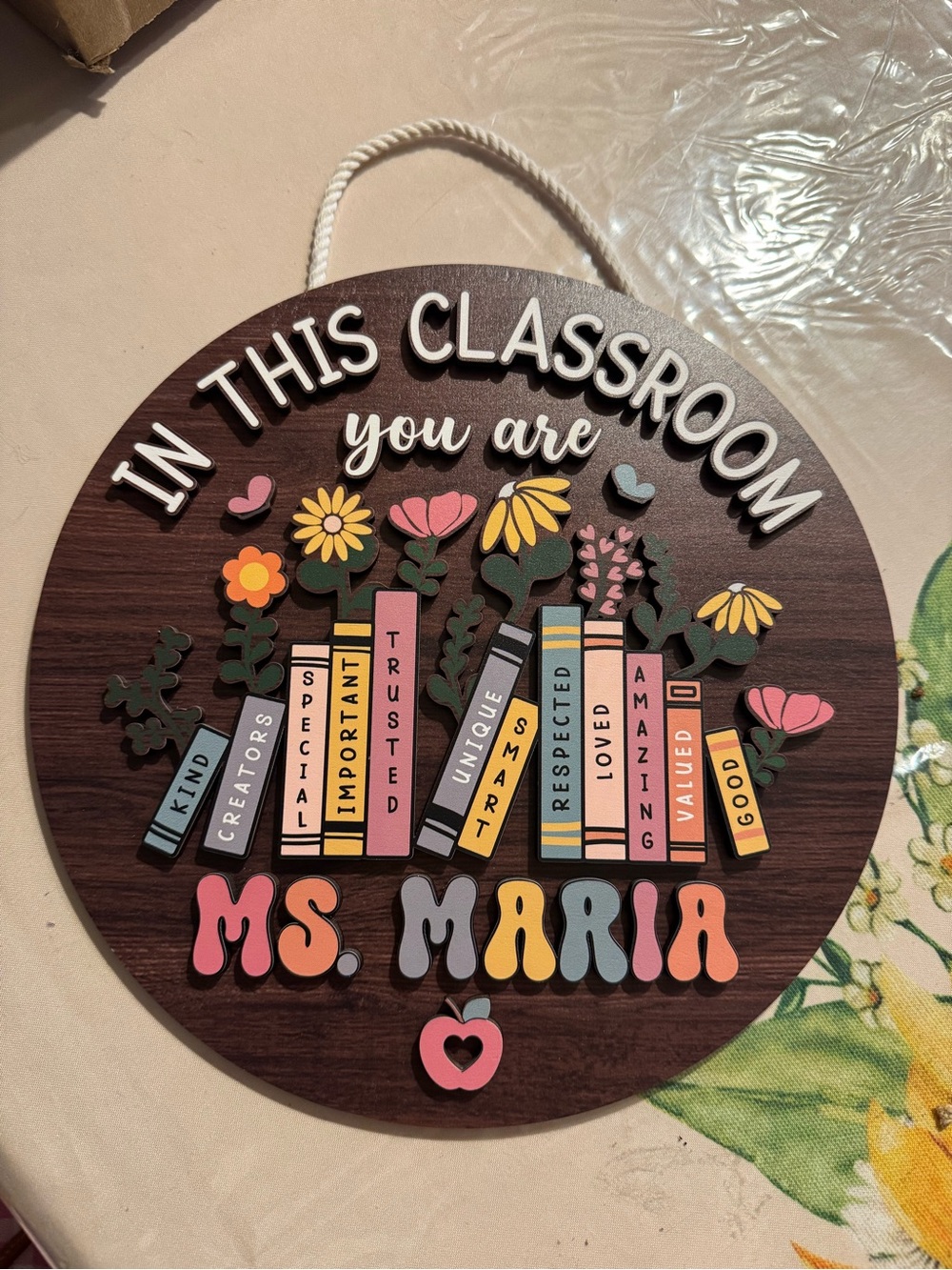 In This Classroom You Are Ms. Maria Wooden Wall Sign - Multicolor